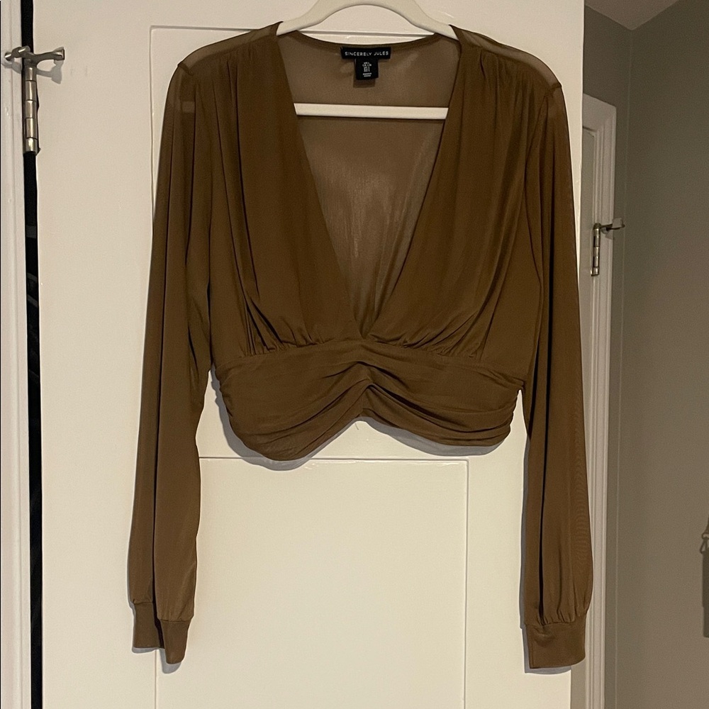 Wilfred Deep Brown V-Neck Blouse